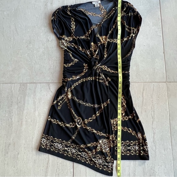 Cache Gold Chain Print Black Mini Dress Size S - Picture 6 of 10